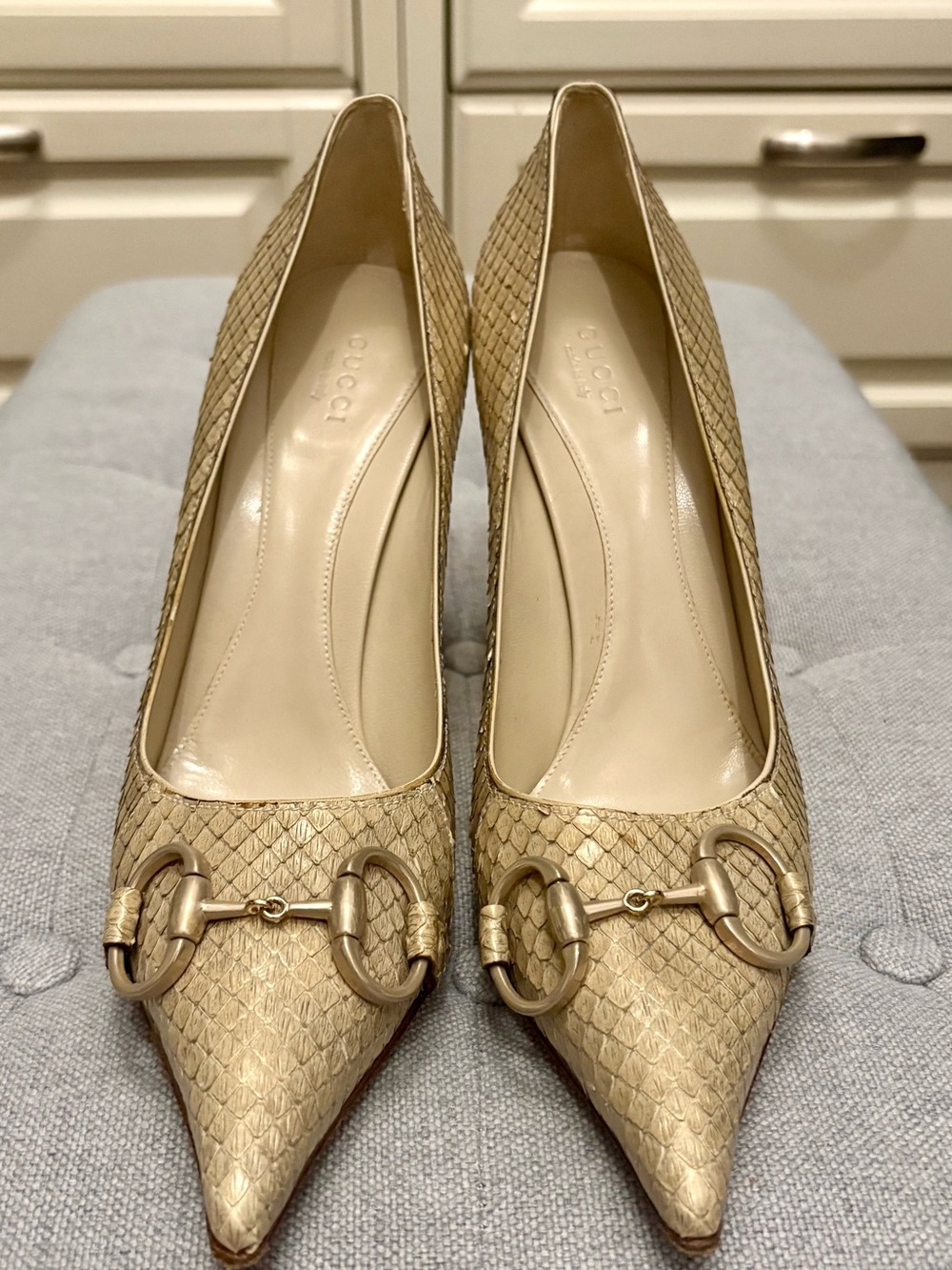 Elegant Beige Stiletto Heels - Picture 9 of 10